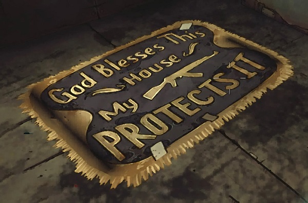Borderlands door mat god blesses this house my ak protects it