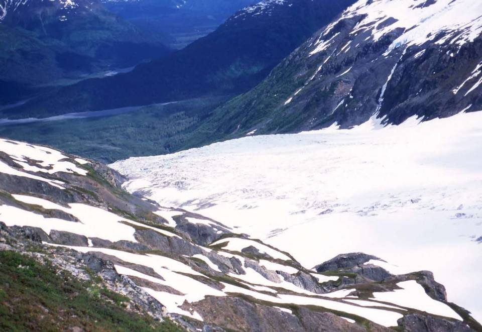 Alaska exit glacier from above bay