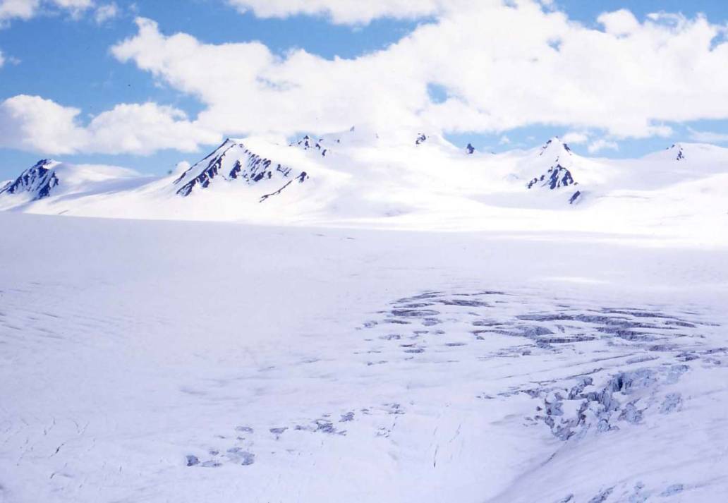 Alaska exit glacier ice field clouds