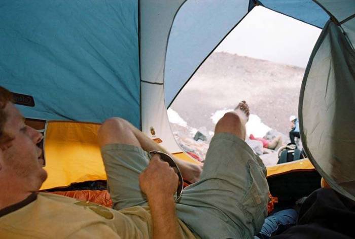 Mt Shasta California mountain climb tent camp