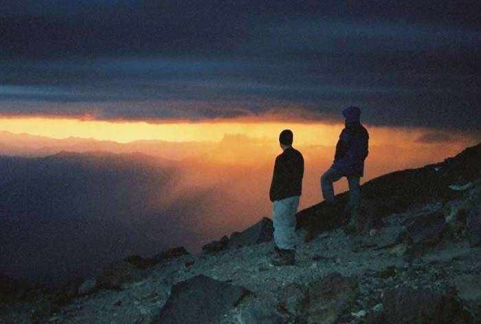 Mt Shasta California mountain climb rain weather sunset Lake Helen