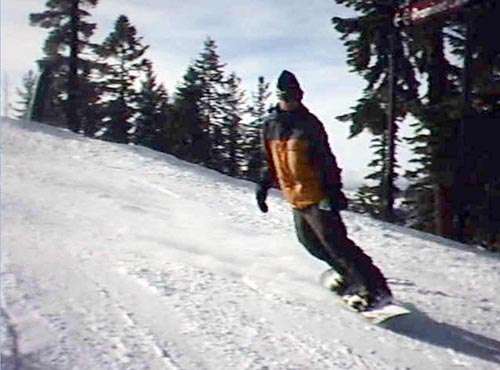 Action cam still snowboarding