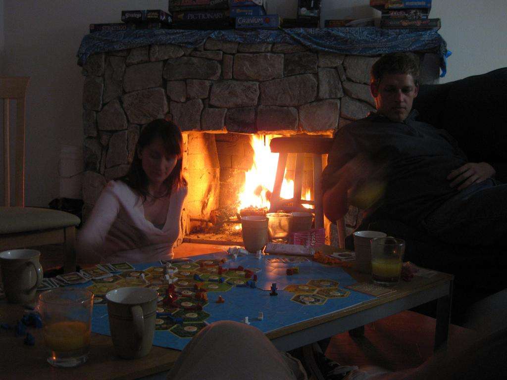 Settlers of Catan coffee table fire