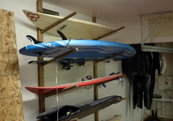 DIY surfboard rack