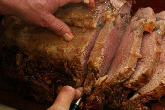 Food meat prime rib slicing