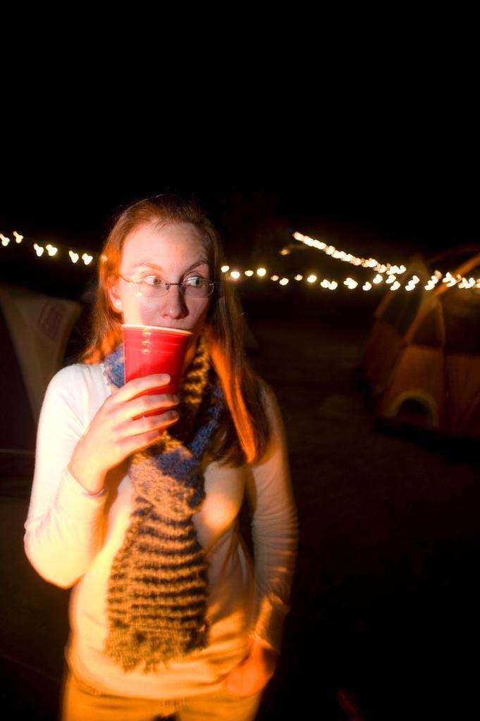 Camping night photography slow shutter solo cup