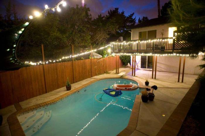 Pool lights night raft chair yard