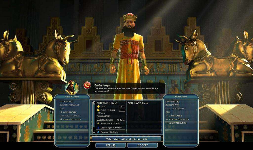 Civilization V diplomacy Darius I end war
