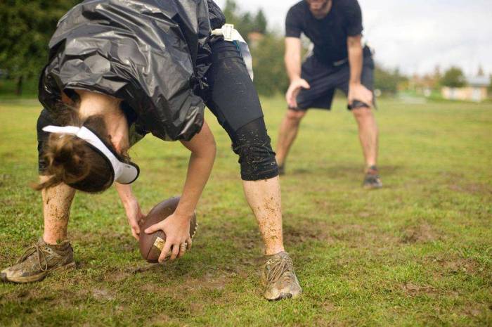 Flag football mud snap