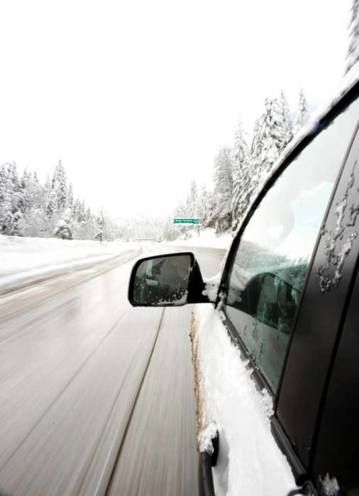 Driving Tahoe snow