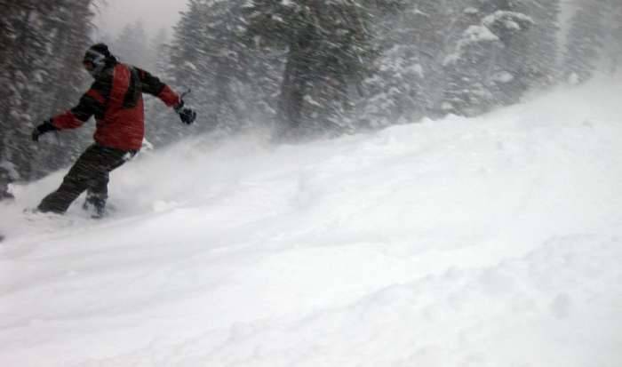 Snowboard snowboarder moguls snowing powder Tahoe