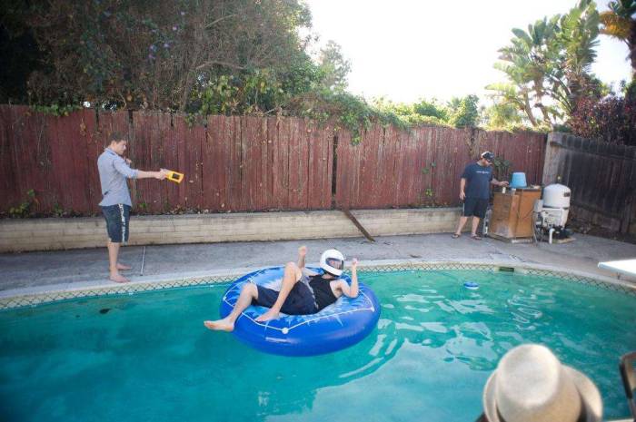 Pool party nerf gun floatie motorcycle helmet