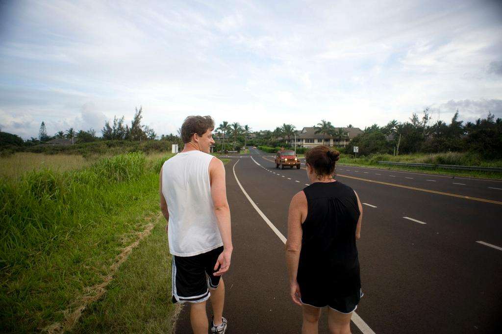 Hawaii Kauai highway walking