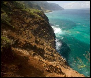 Hawaii Kauai Kalalau trail Napali coast cliffs ocean