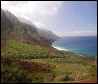Hawaii Kauai Kalalau trail Napali coast red dirt trail view