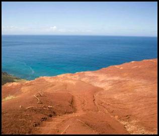 Hawaii Kauai Kalalau trail Napali coast red dirt trail steps