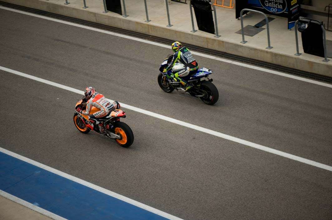 2014 MotoGP Austin Texas pit lane Mark Marquez Valentino Rossi Honda Yamaha