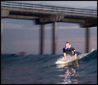 Night surf nightsurf Scripps Pier pop-up led lights Scripps Pier sunset