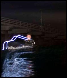 Night surf nightsurf Scripps Pier wave led lights