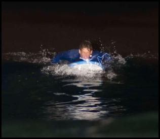 Night surf nightsurf Scripps Pier paddle wavestorm led lights