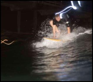 Night surf nightsurf Scripps Pier led lights pop-up