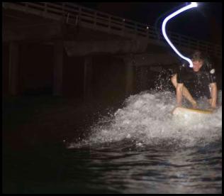 Night surf nightsurf Scripps Pier led lights pop-up