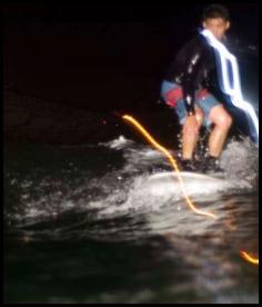 Night surf nightsurf Scripps Pier led lights wave