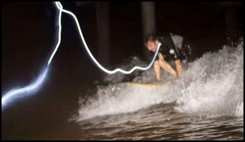 Night surf nightsurf paddle Scripps pier led tentacle