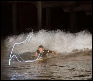 Night surf nightsurf Scripps Pier led lights