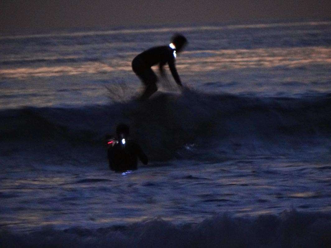 Night surf nightsurf Scripps Pier sunset