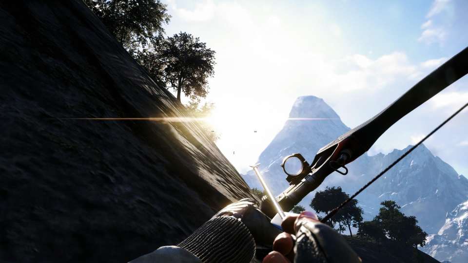 Far Cry 4 mountains bow sun