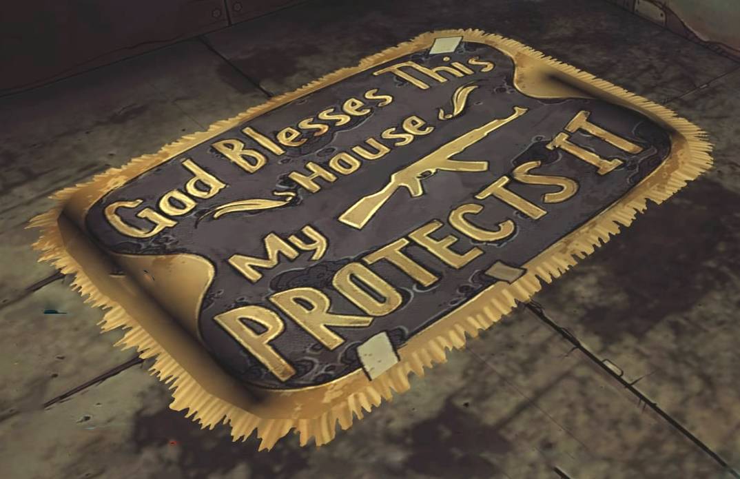 Borderlands 2 door mat God Blesses This House My AK Protects It
