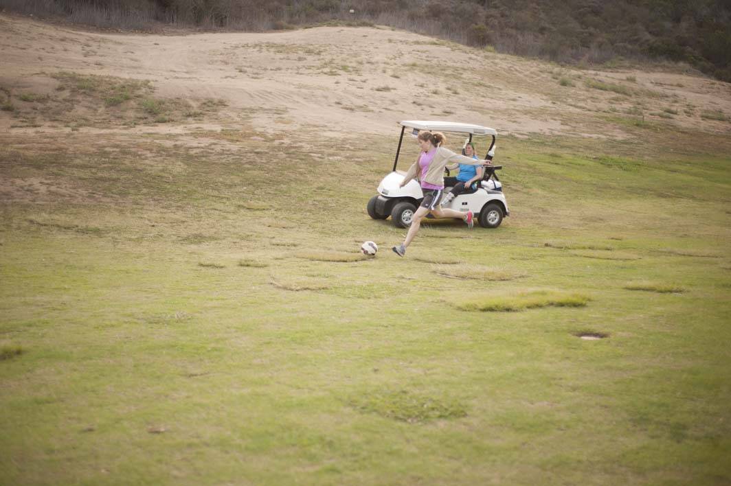 Footgolf fairway kick golf cart