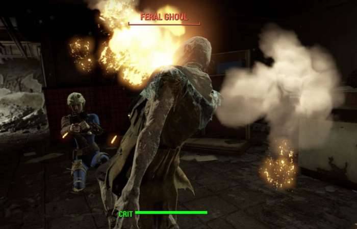 Fallout 4 VATS critical feral ghoul screenshot