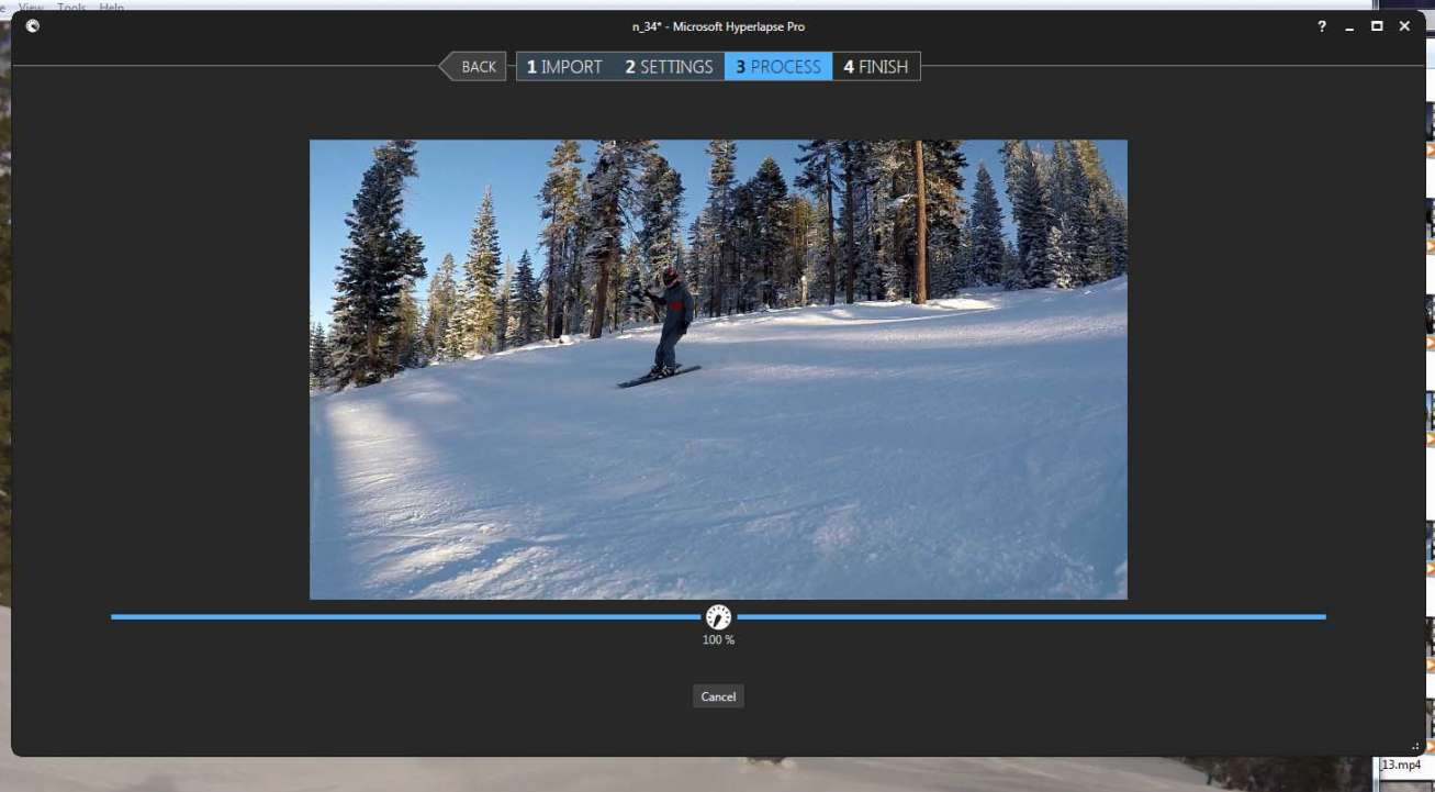 Microsoft Hyperlapse demo skiing snowboarding video stabilization