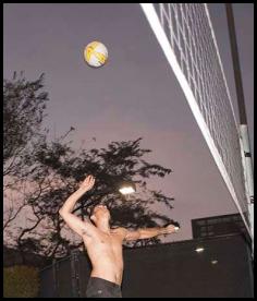 Night volleyball swing