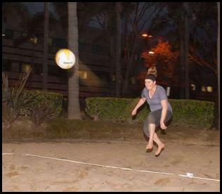 Night volleyball jump kick serve