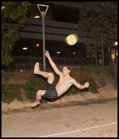 Night volleyball jump kick serve