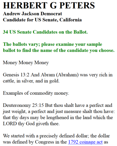 California politics voter information Herbert Peters