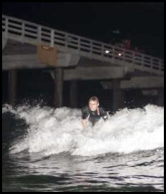 Night surf Scripps Pier San Diego flash