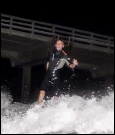 Night surf Scripps Pier San Diego flash