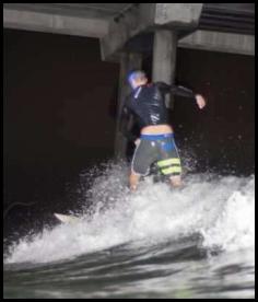 Night surf Scripps Pier San Diego flash