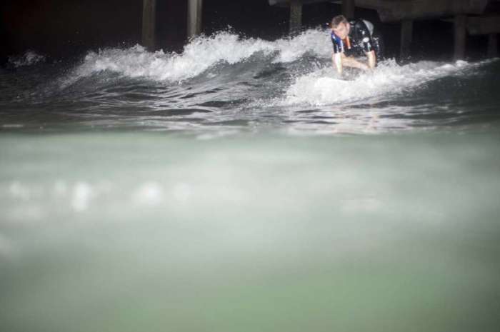 Night surf Scripps Pier San Diego