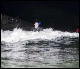 Night surf Scripps Pier San Diego flash