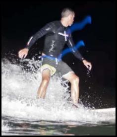 Night surf Scripps Pier San Diego flash