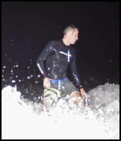 Night surf Scripps Pier San Diego flash