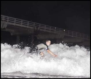 Night surf Scripps Pier San Diego flash