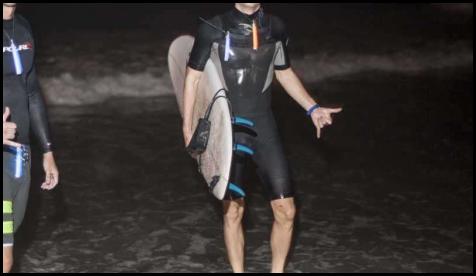 Night surf Scripps Pier San Diego flash