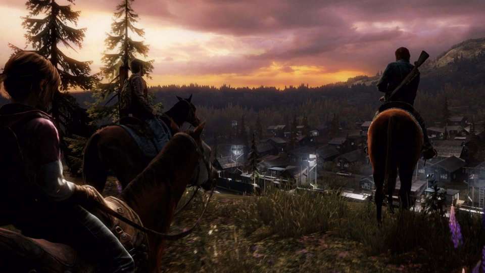 The Last of Us settlement sunset horseback