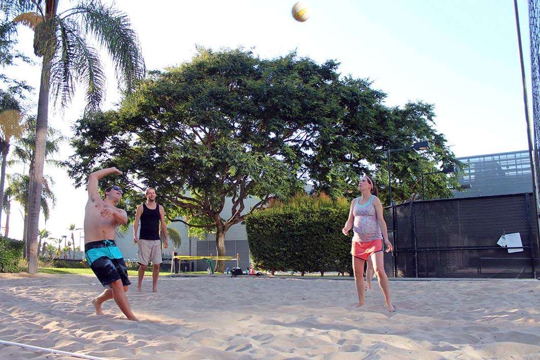 Beach volleyball hit